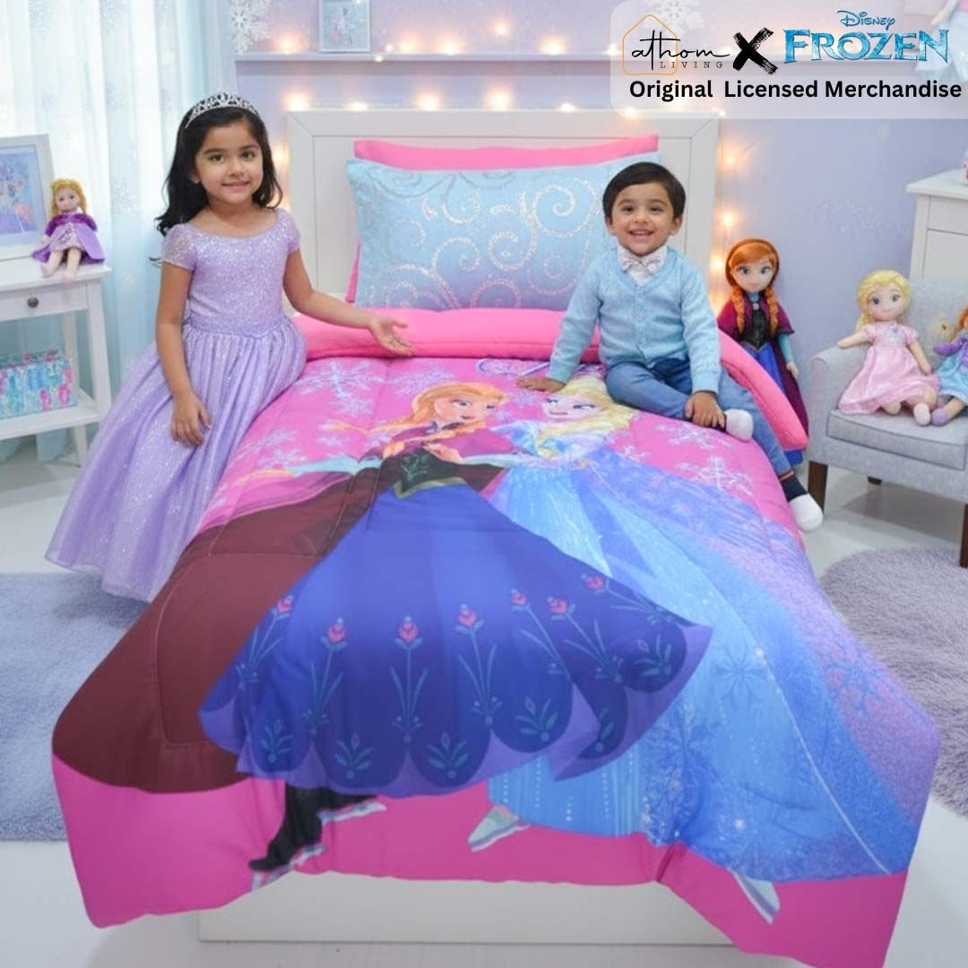 Disney Frozen Kids Comforter – Magical Sparkling Ice Dreams – Single – by Athom Living - Athom Living