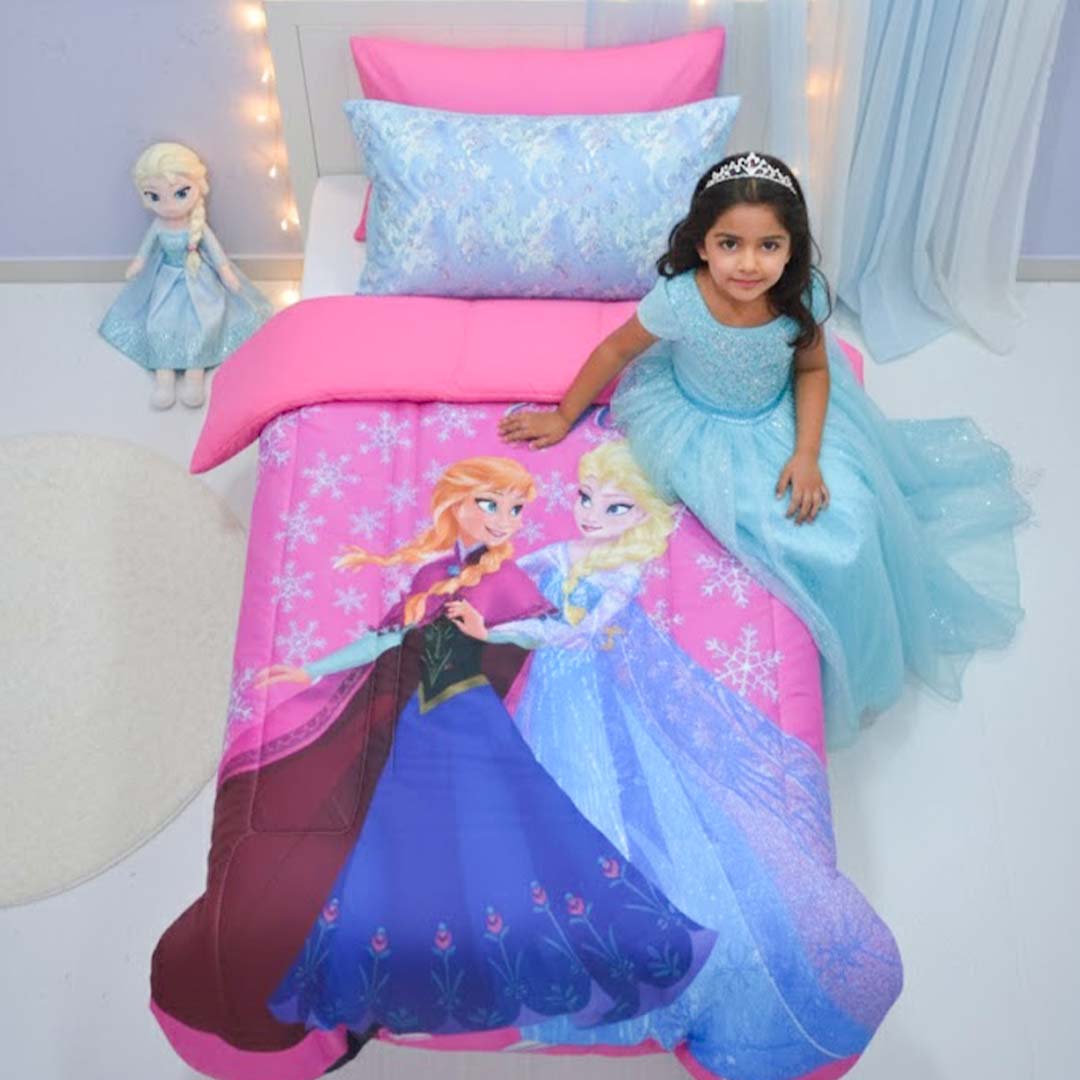 Disney Frozen Kids Comforter – Magical Sparkling Ice Dreams – Single – by Athom Living - Athom Living