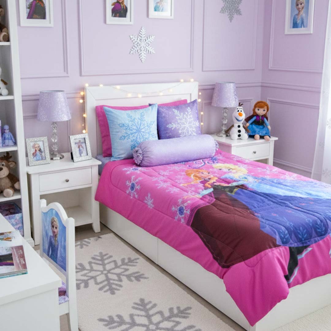 Disney Frozen Kids Comforter – Magical Sparkling Ice Dreams – Single – by Athom Living - Athom Living