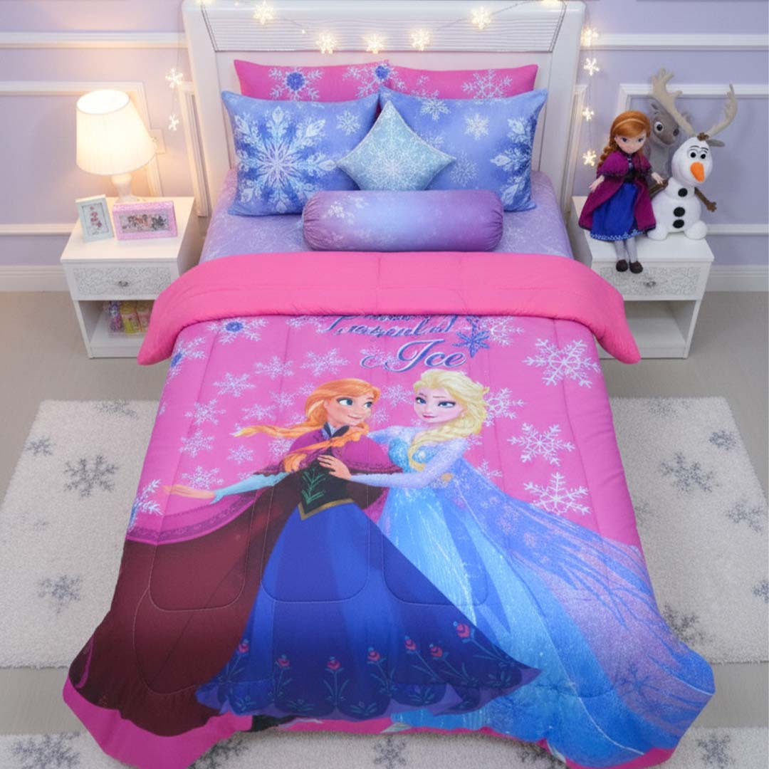 Disney Frozen Kids Comforter – Magical Sparkling Ice Dreams – Single – by Athom Living - Athom Living
