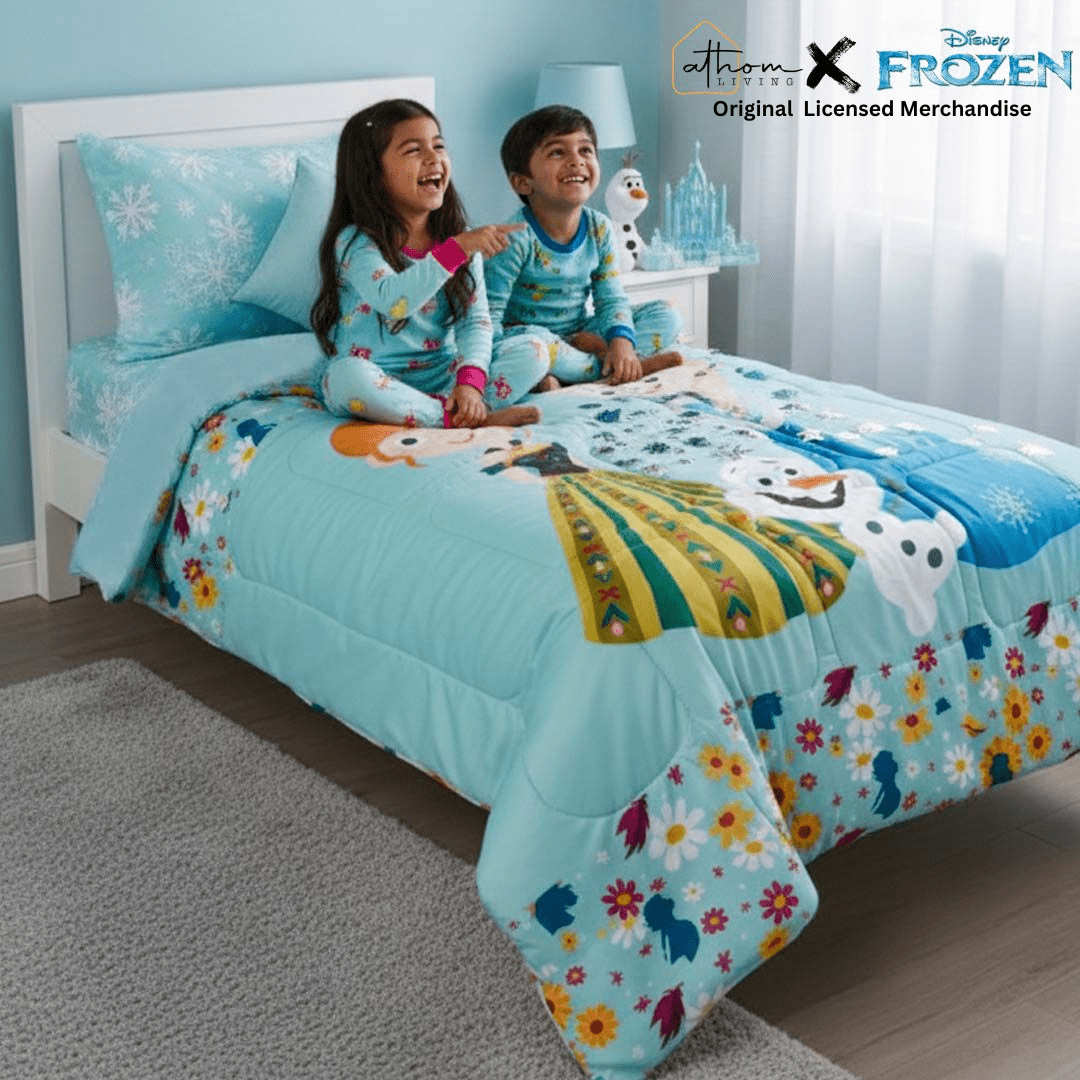 Disney Frozen Kids Comforter – Single – Frozen Sisters with Iceman by Athom Living - Athom Living