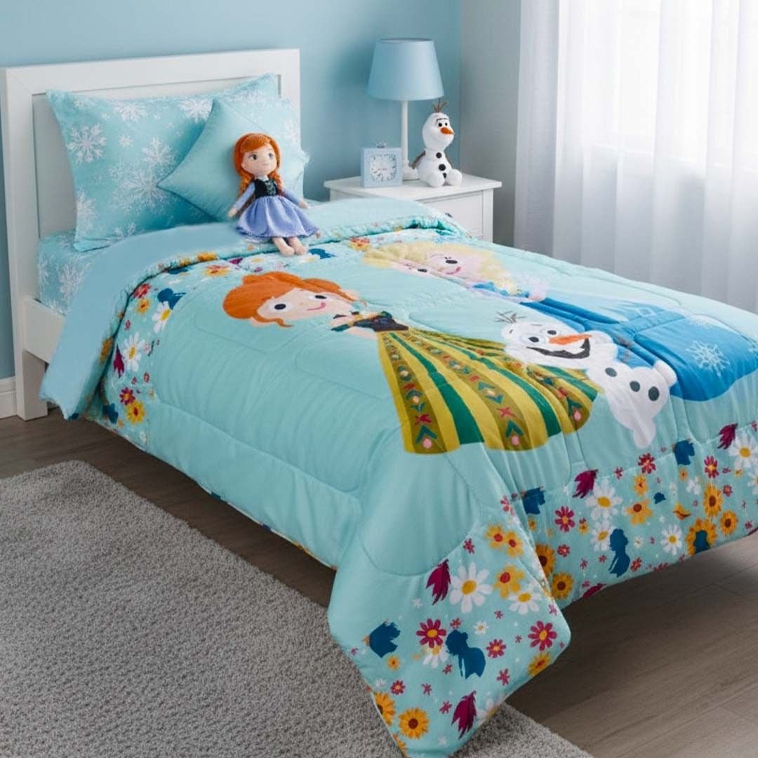 Disney Frozen Kids Comforter – Single – Frozen Sisters with Iceman by Athom Living - Athom Living