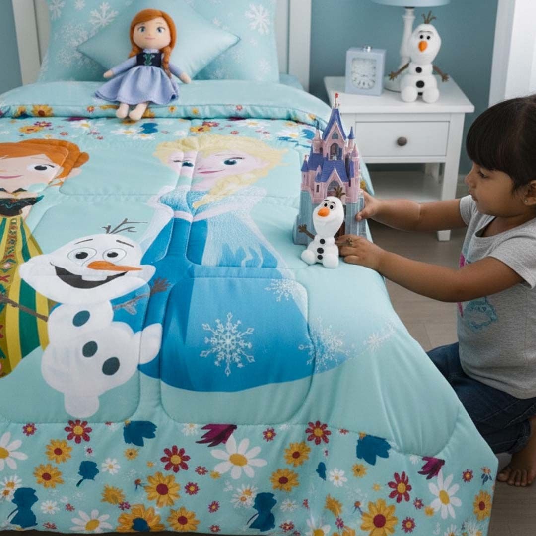 Disney Frozen Kids Comforter – Single – Frozen Sisters with Iceman by Athom Living - Athom Living
