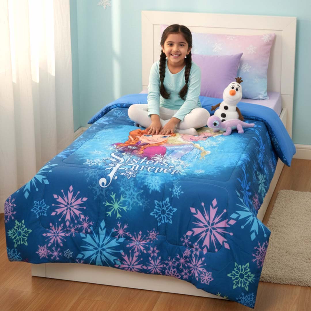 Disney Frozen Kids Comforter – Single – "Sisters Forever" by Athom Living - Athom Living