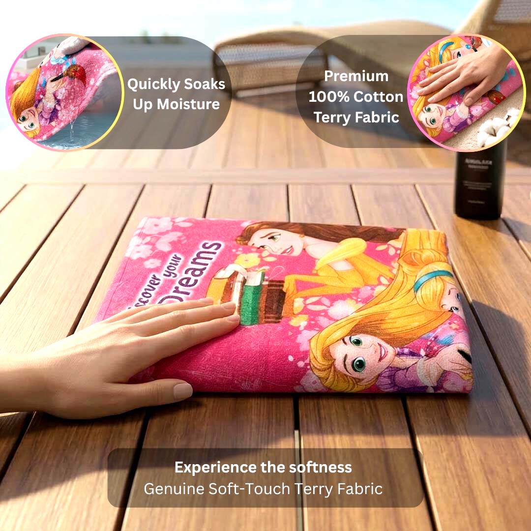 Disney Frozen & Princess Kids Cotton Bath Towel Combo - Pack of 2 by Athom Living - Athom Living