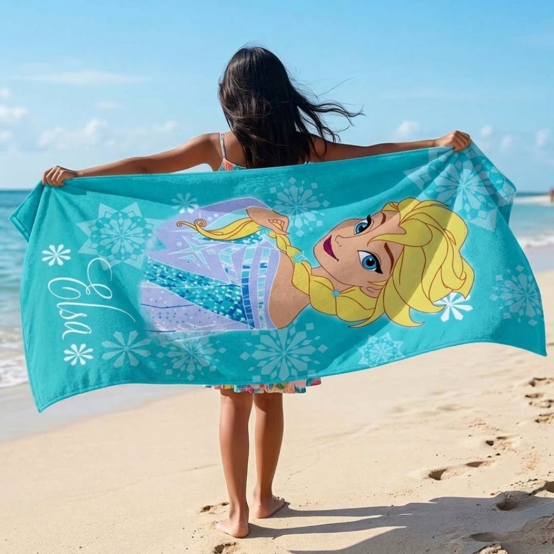 Disney Frozen "Shine Bright Like Elsa" Kids Cotton Bath Towel by Athom Living - Athom Living