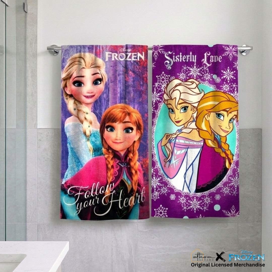 Disney Frozen Sister's "Follow Your Heart" Kids Bath Towel Combo - Pack of 2 by Athom Living - Athom Living