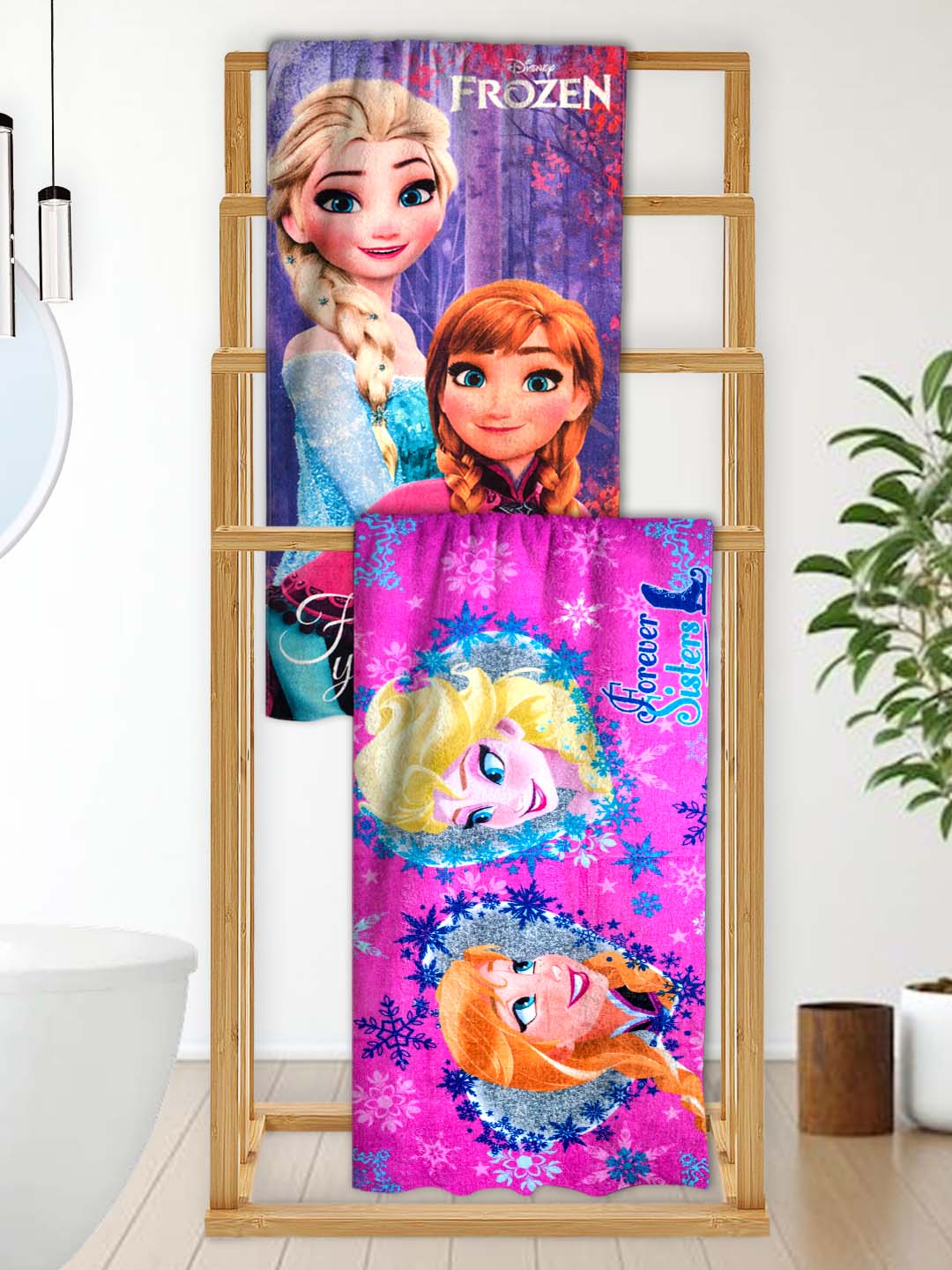 Disney Frozen Sisters Kids Bath Towel Pack of 2 Soft & Absorbent by Athom Living - Athom Living