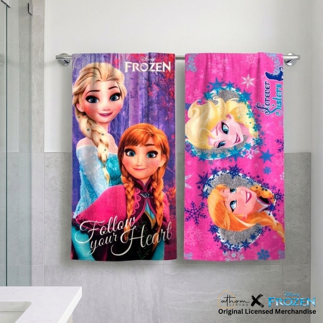 Disney Frozen Sisters Kids Bath Towel Pack of 2 Soft & Absorbent by Athom Living - Athom Living