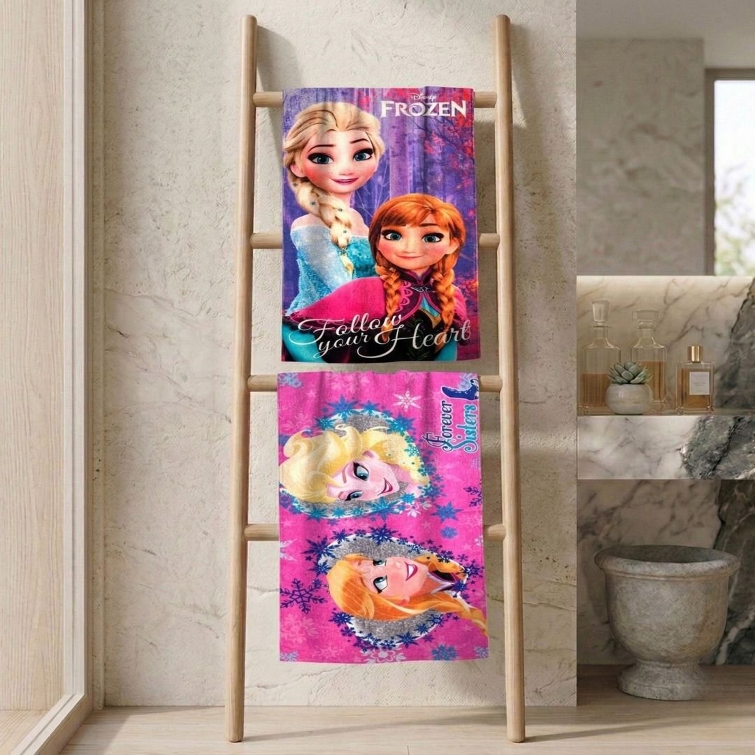 Disney Frozen Sisters Kids Bath Towel Pack of 2 Soft & Absorbent by Athom Living - Athom Living