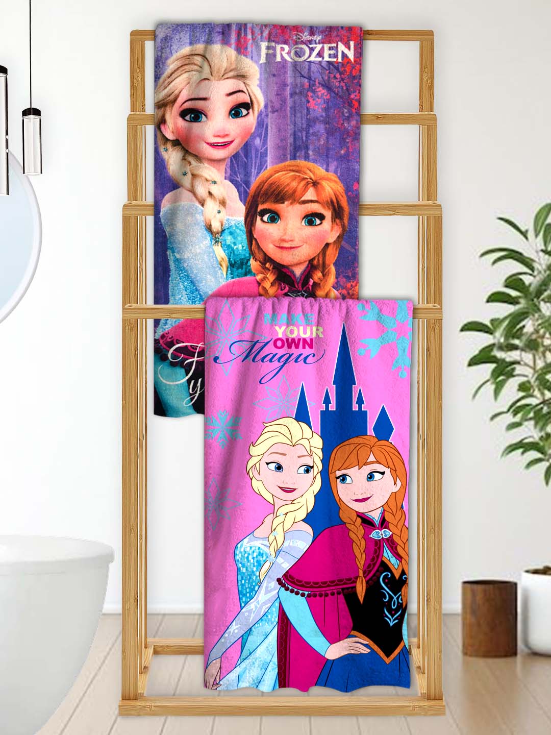 Disney Frozen Sister's "Make Your Own Magic" Kids Bath Towel Combo - Pack of 2 by Athom Living - Athom Living