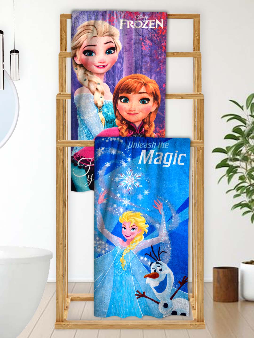 Disney Frozen Sister's "Unleash The Magic" Kids Bath Towel Combo - Pack of 2 by Athom Living - Athom Living