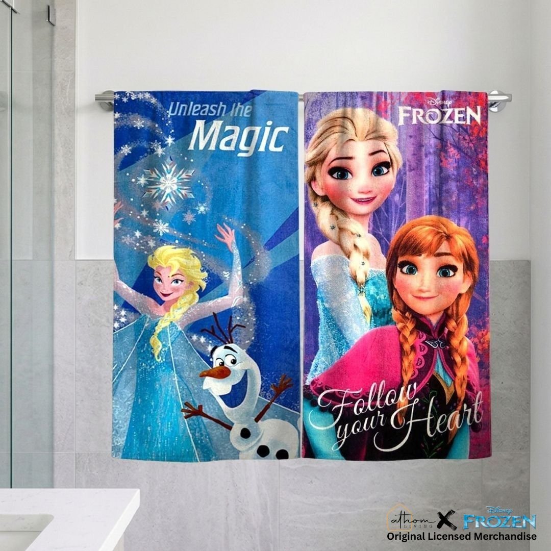 Disney Frozen Sister's "Unleash The Magic" Kids Bath Towel Combo - Pack of 2 by Athom Living - Athom Living