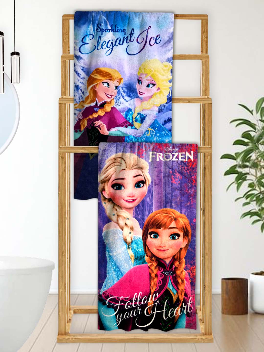 Disney Frozen "Sparkling Elegant Ice" Kids Bath Mat Combo - Pack of 2 by Athom Living - Athom Living