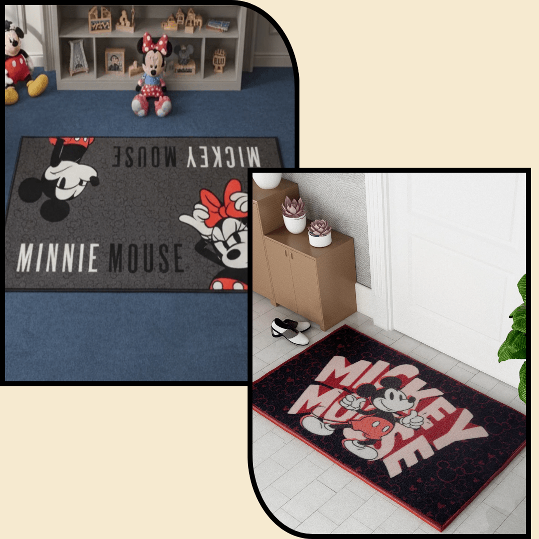 Disney Mickey & Minnie Mouse themed carpet & doormat combo set of 2 by Athom Living - Athom Living