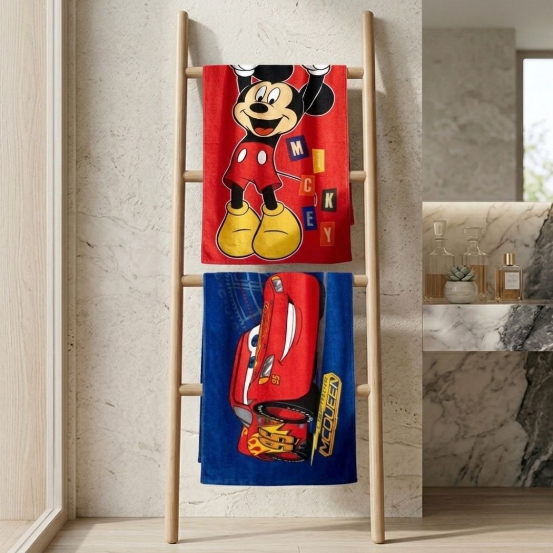 Disney Mickey Mouse & Cars Kids Cotton Bath Towel Pack of 2 by Athom Living - Athom Living