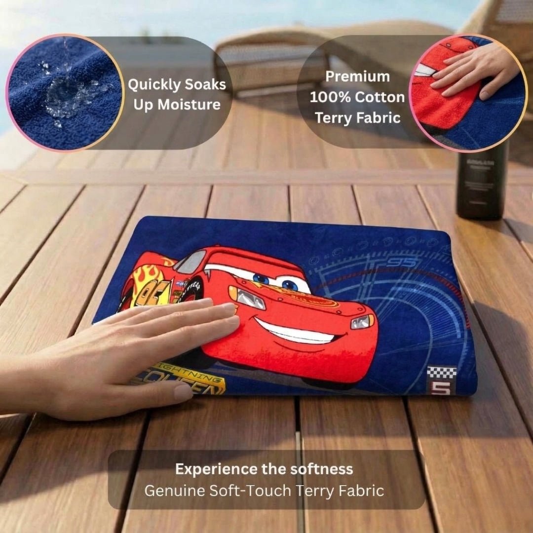 Disney "Mickey Mouse" & "Disney Cars" Kids Bath Towel Combo - Pack of 2 by Athom Living - Athom Living