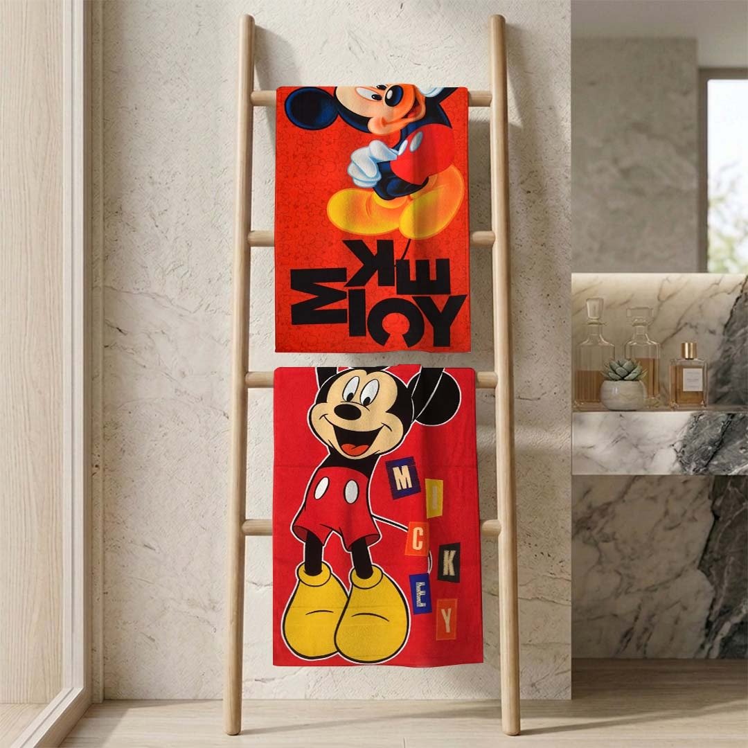 Disney Mickey Mouse Kids Bath Towel Pack of 2 – Soft & Absorbent by Athom Living - Athom Living