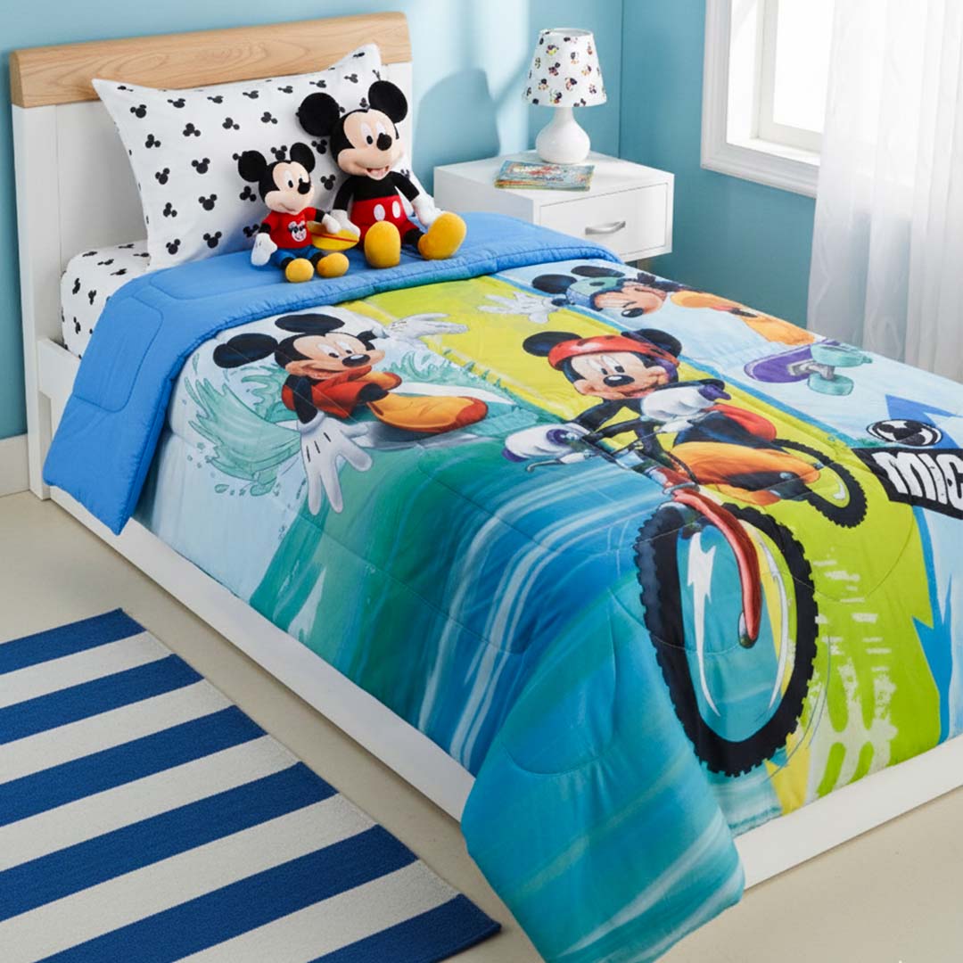 Disney Mickey Mouse Kids Comforter – Single – "Cozy Dreams with Mickey, Goofy & Donald" by Athom Living - Athom Living