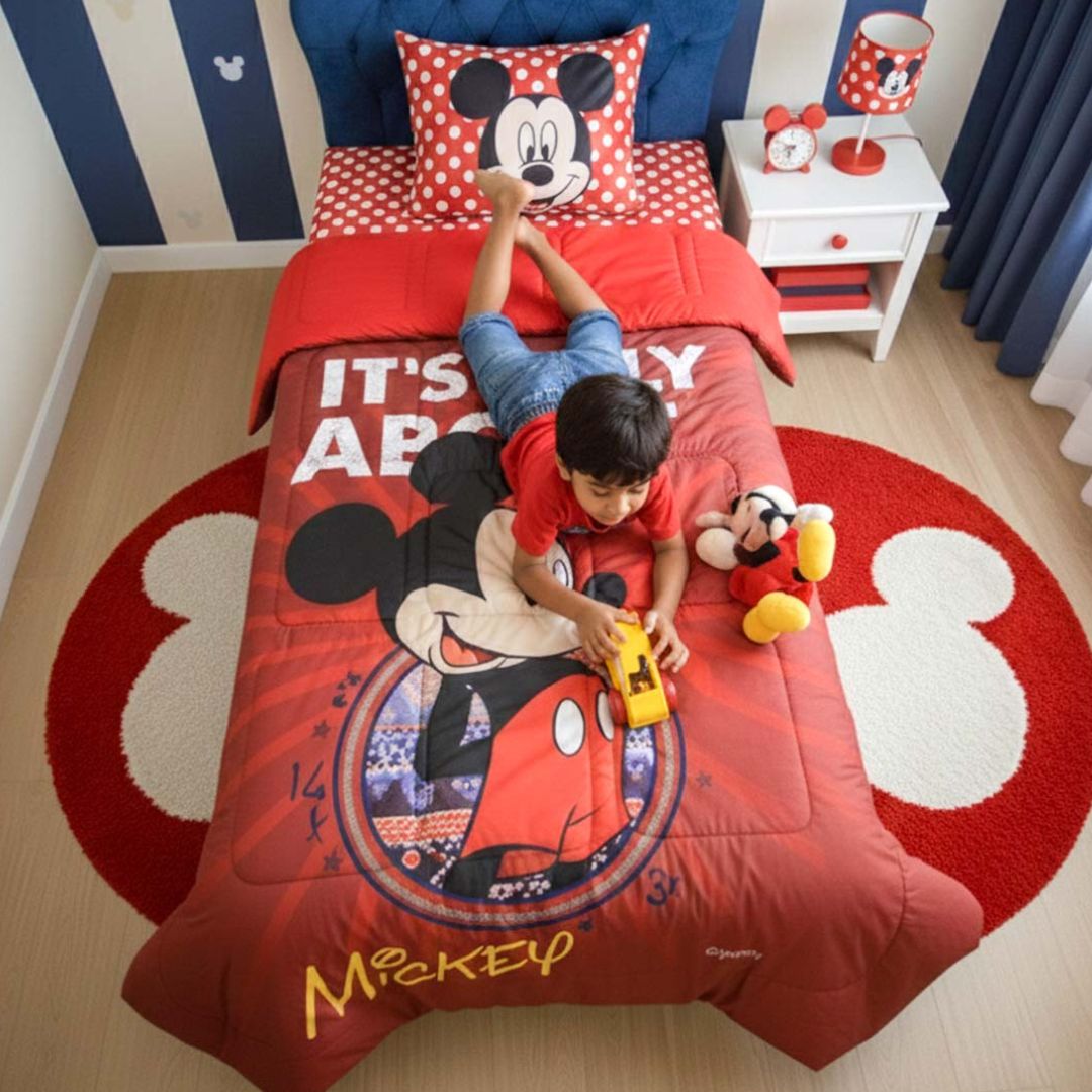 Disney Mickey Mouse Kids Comforter – Single – "It’s All About Mickey" by Athom Living - Athom Living