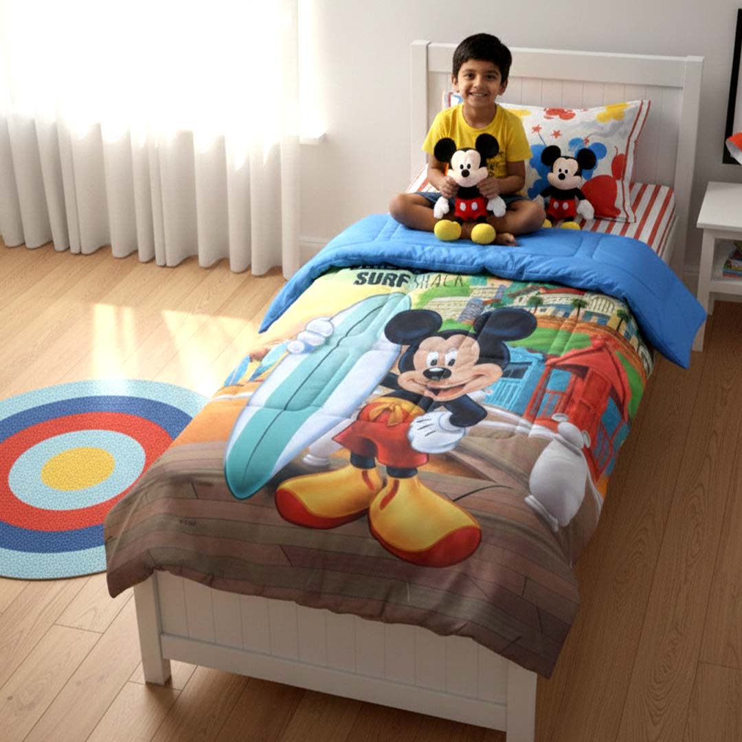 Disney Mickey Mouse Kids Comforter – Single – "Mickey's Surf Shack" by Athom Living - Athom Living