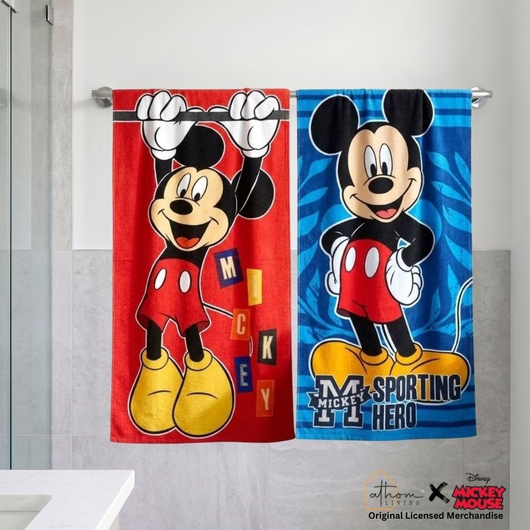 Disney Mickey Mouse Kids Cotton Bath Towel Pack of 2 by Athom Living - Athom Living