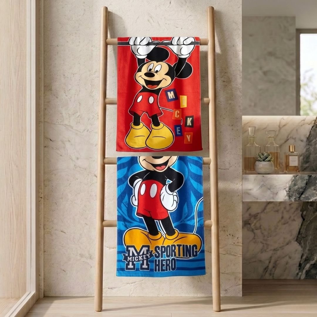 Disney Mickey Mouse Kids Cotton Bath Towel Pack of 2 by Athom Living - Athom Living