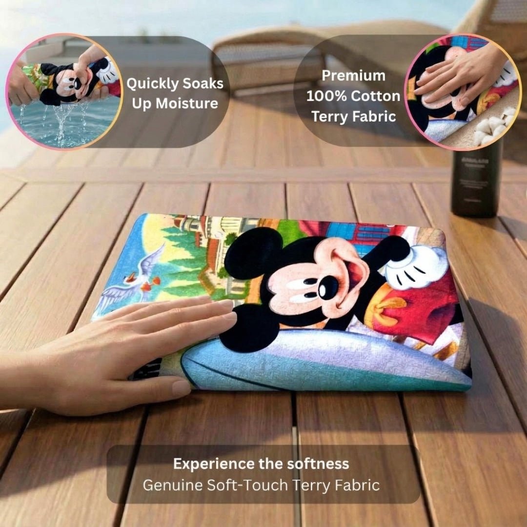 Disney Mickey Mouse Kids Cotton Bath Towel – Soft & Absorbent by Athom Living - Athom Living