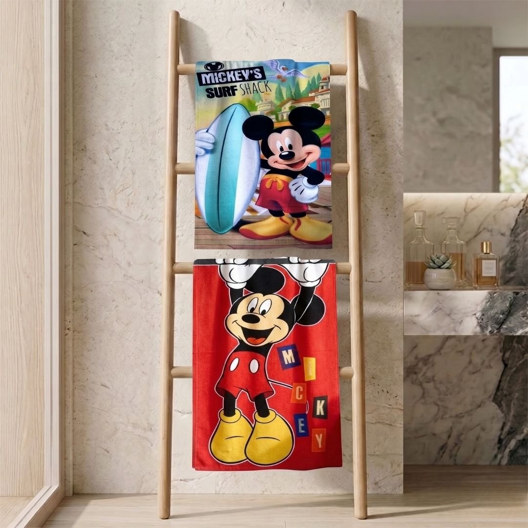 Disney Mickey Mouse "Mickey's Surf Shack" Kids Bath Towel Combo - Pack of 2 by Athom Living - Athom Living