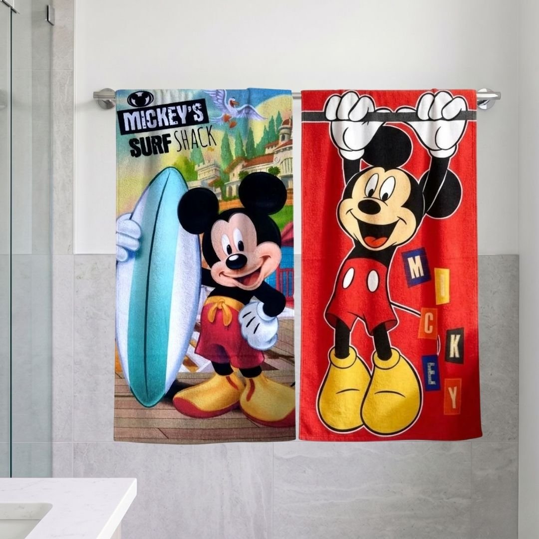 Disney Mickey Mouse "Mickey's Surf Shack" Kids Bath Towel Combo - Pack of 2 by Athom Living - Athom Living