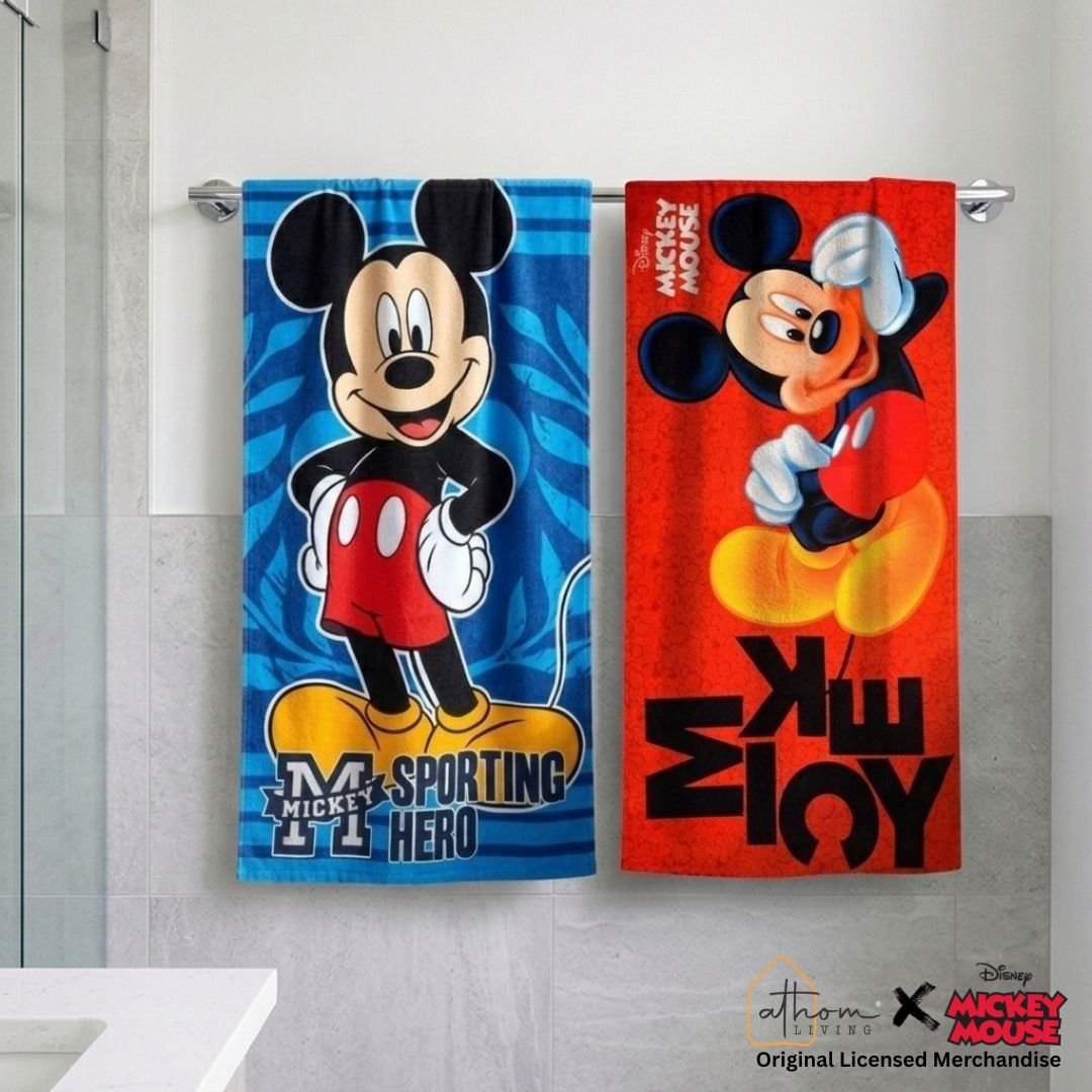 Disney Mickey Mouse Premium Kids Bath Towel Pack of 2 by Athom Living - Athom Living