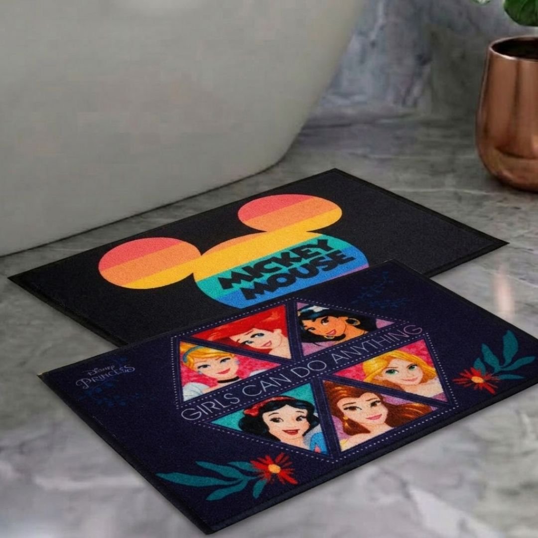 Disney Mickey Mouse & Princess Kids Bathmat Combo - Pack of 2 by Athom Living - Athom Living