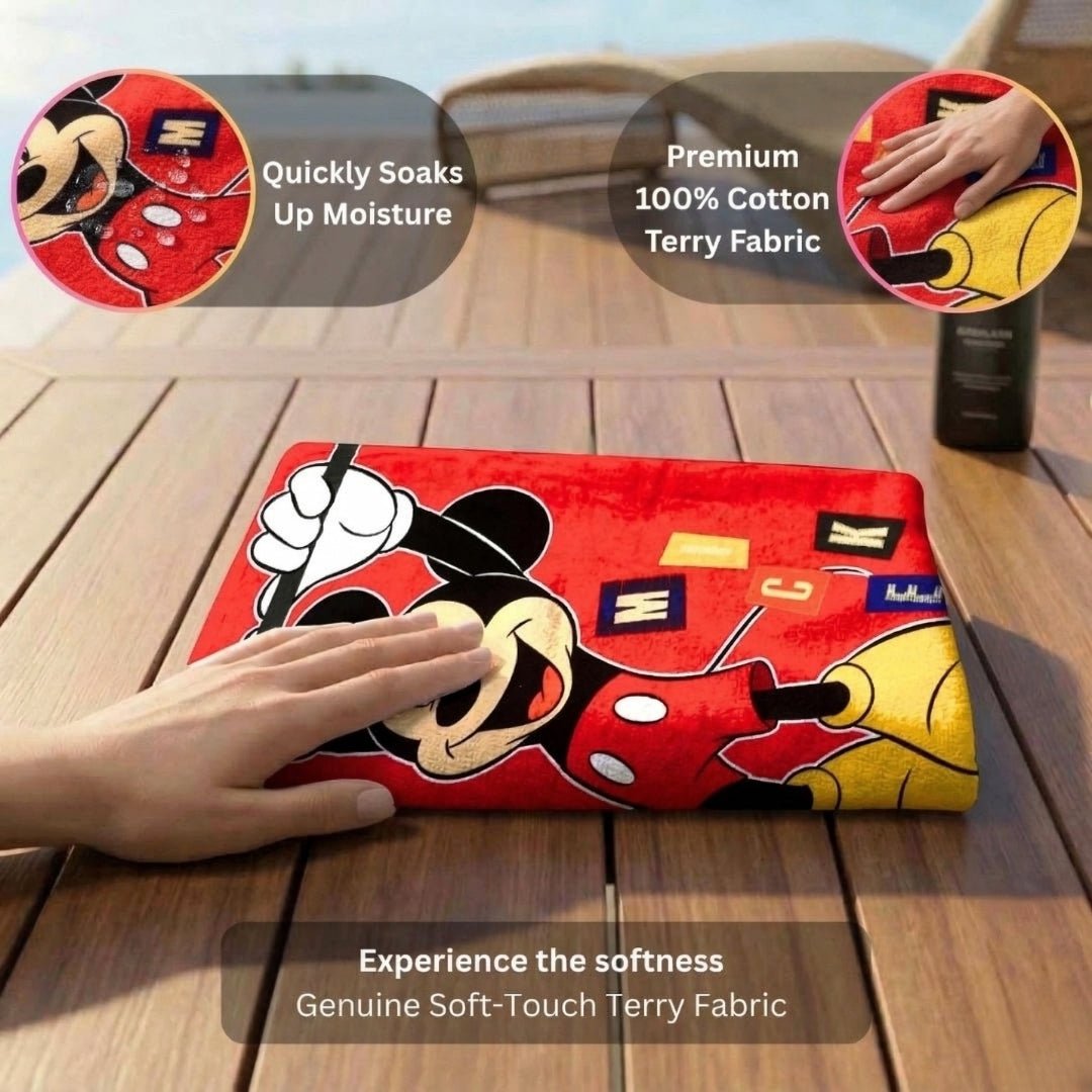 Disney Mickey Mouse Red Kids Cotton Bath Towel – Soft & Cozy by Athom Living - Athom Living