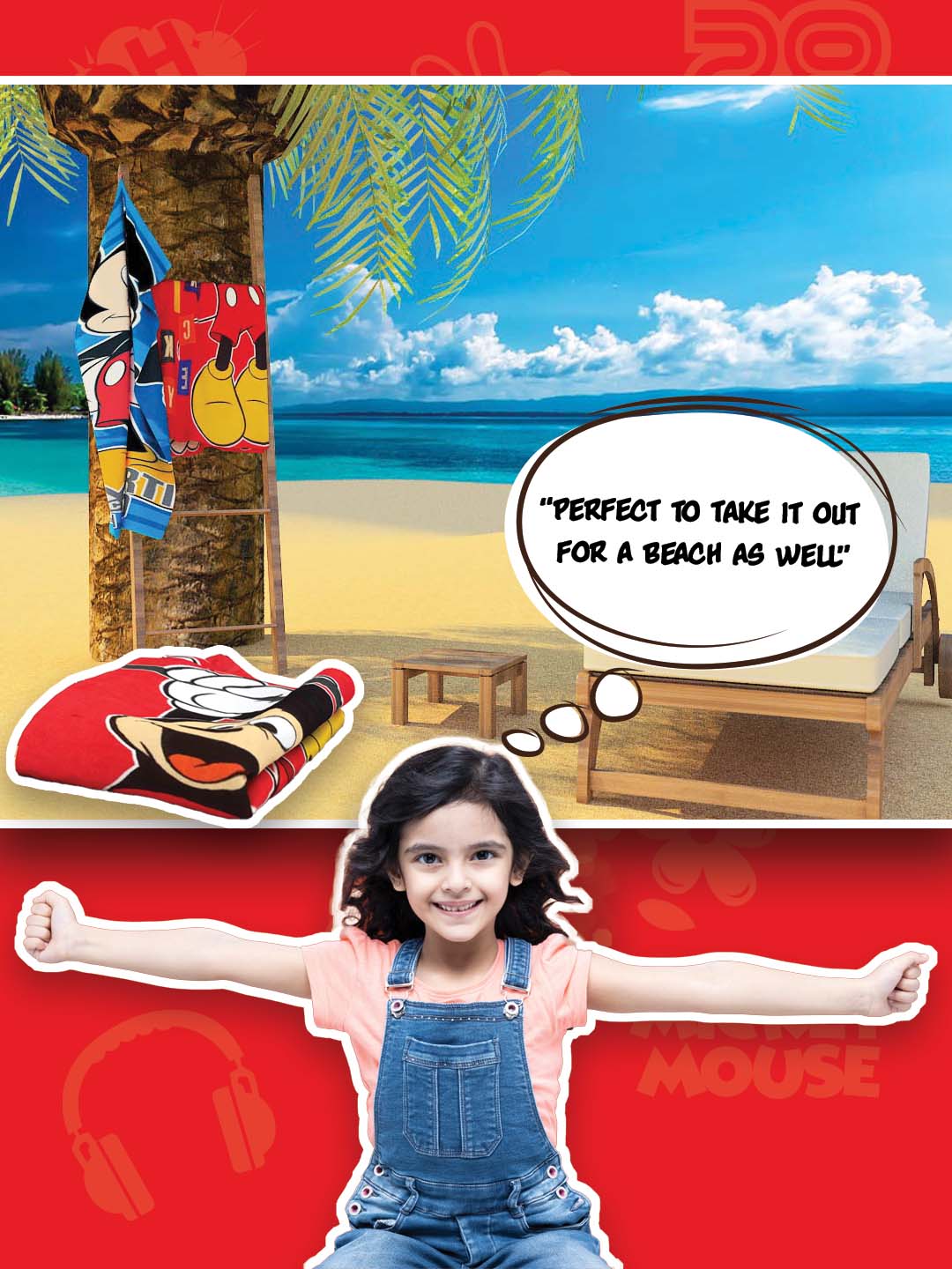 Disney Mickey Mouse Red Kids Cotton Bath Towel – Soft & Cozy by Athom Living - Athom Living