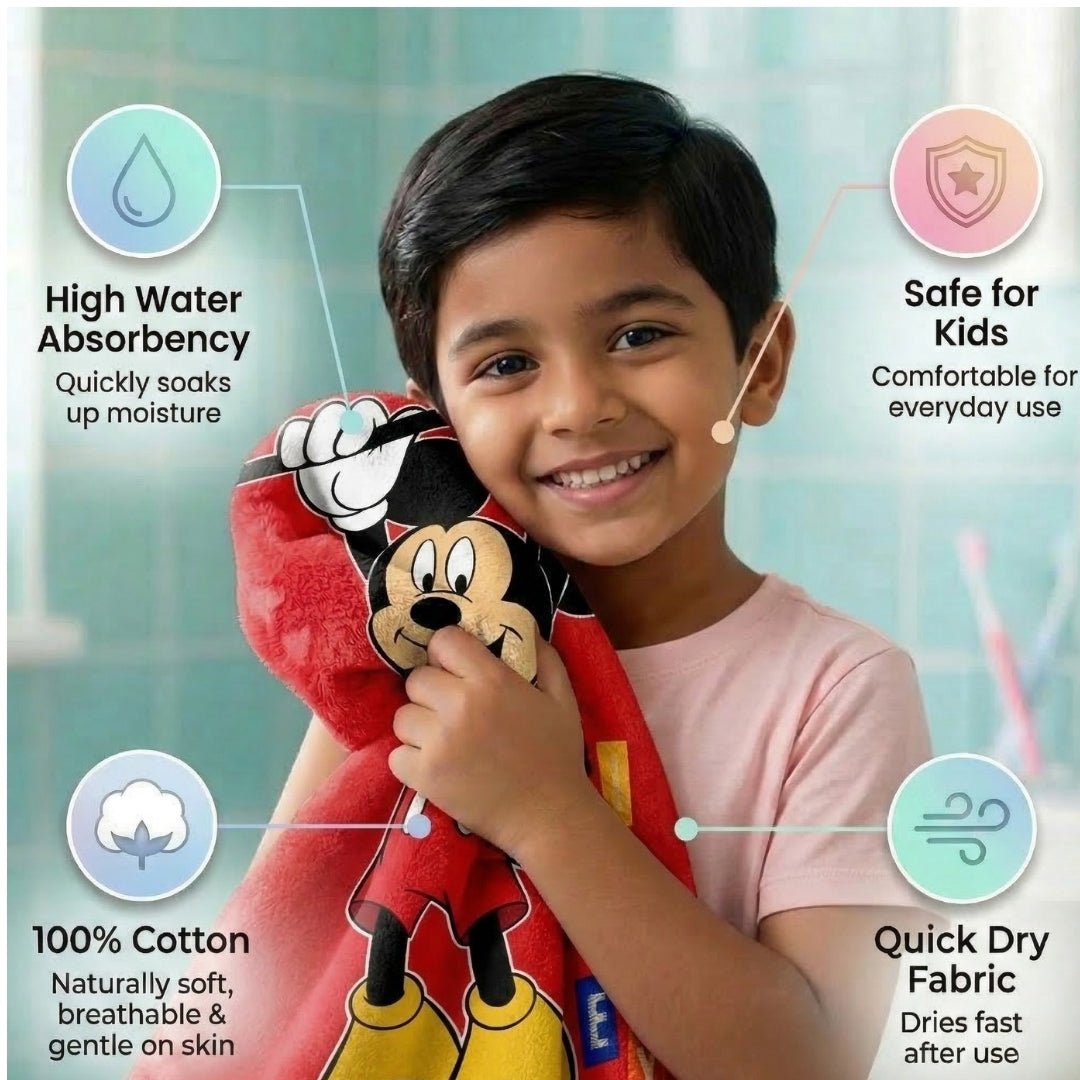 Disney Mickey Mouse Red Kids Cotton Bath Towel – Soft & Cozy by Athom Living - Athom Living