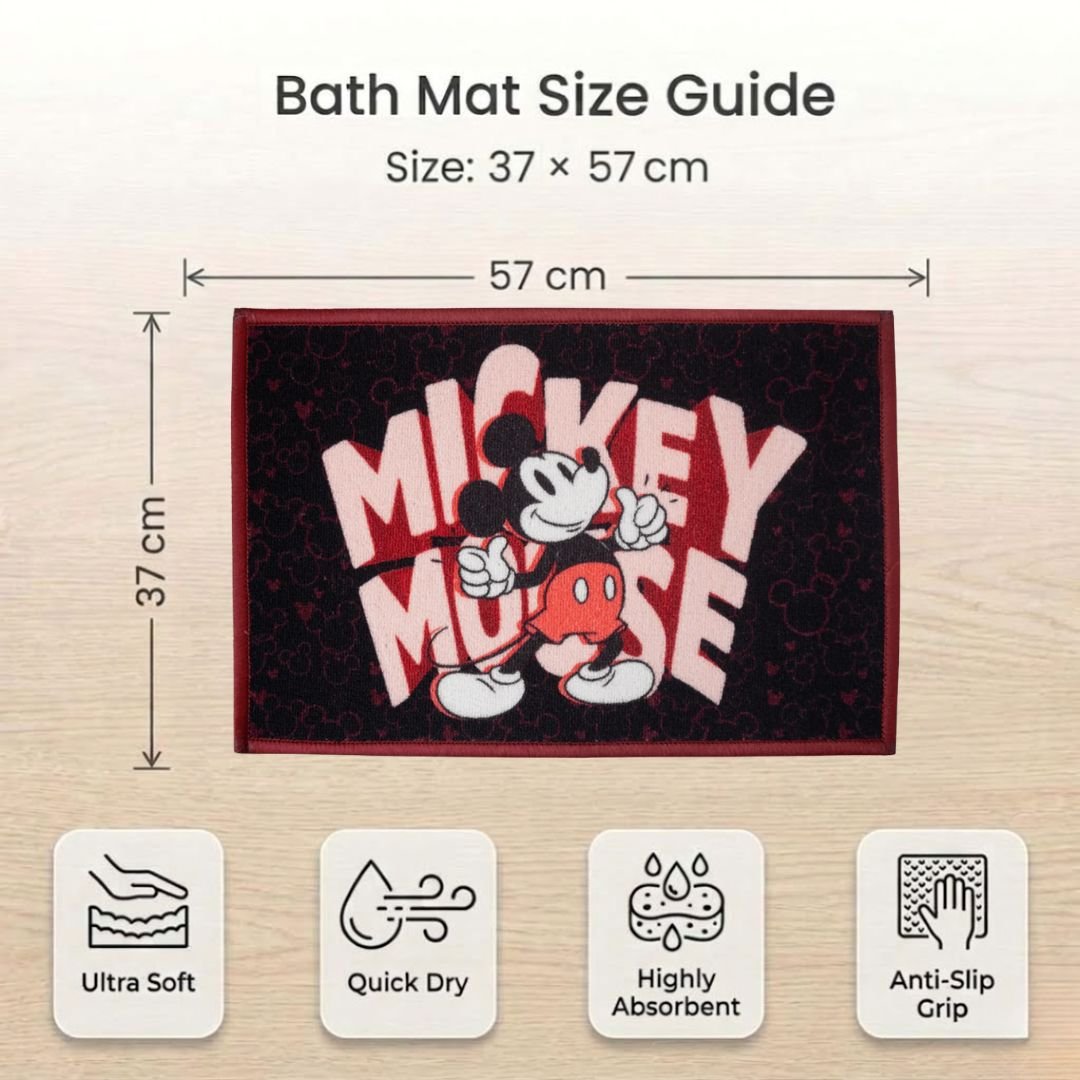 Disney Mickey Mouse “Smiles made magical.” Anti - Slip Kids Bathmat by Athom Living - Athom Living