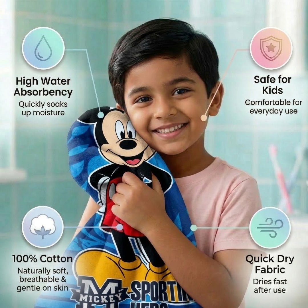 Disney Mickey Mouse Surf & Blue Kids Cotton Bath Towel - Pack of 2 by Athom Living - Athom Living