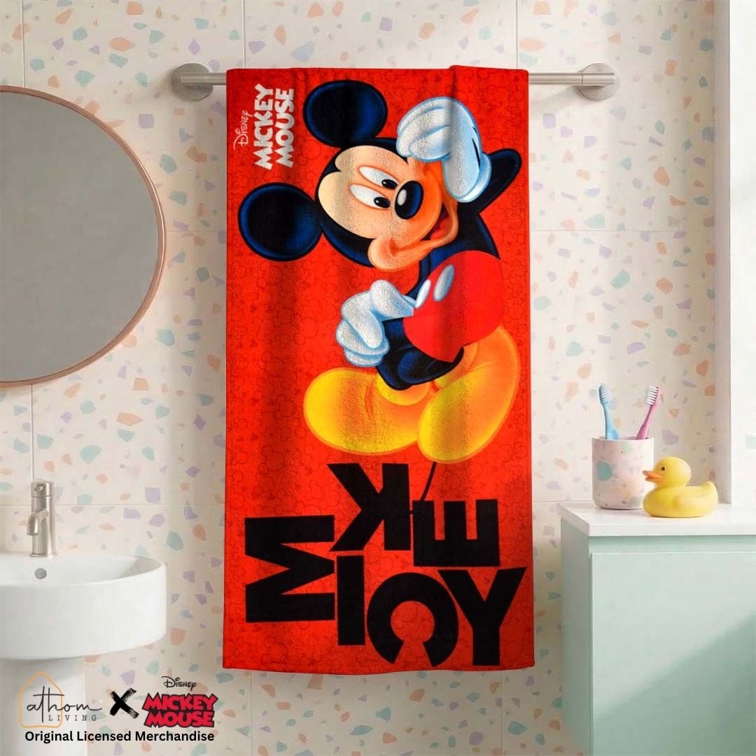 Disney Mickey Mouse Themed Kids Cotton Bath Towel by Athom Living - Athom Living
