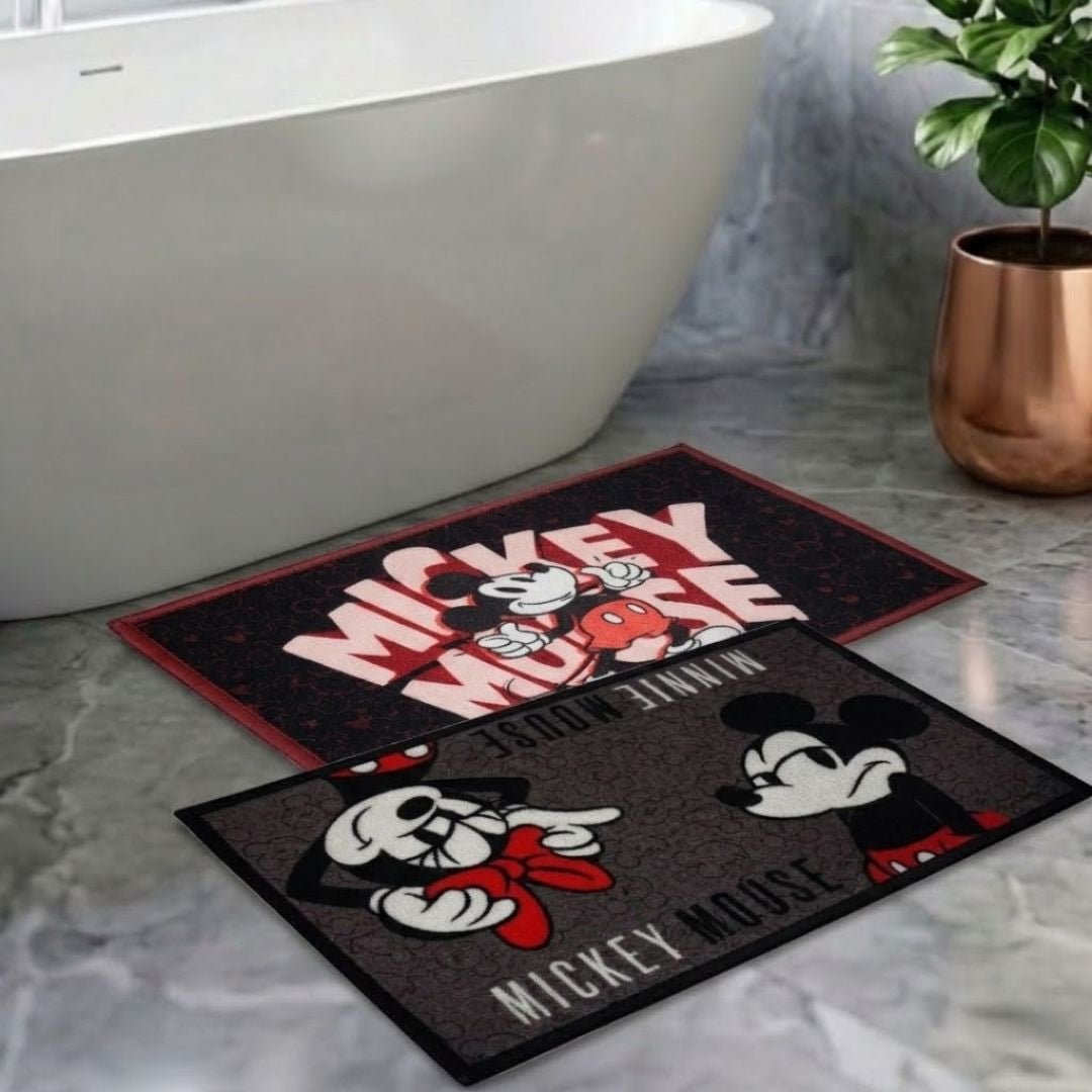 Disney Minnie Mouse & Mickey Mouse Kids Bathmats Combo - Pack of 2 by Athom Living - Athom Living