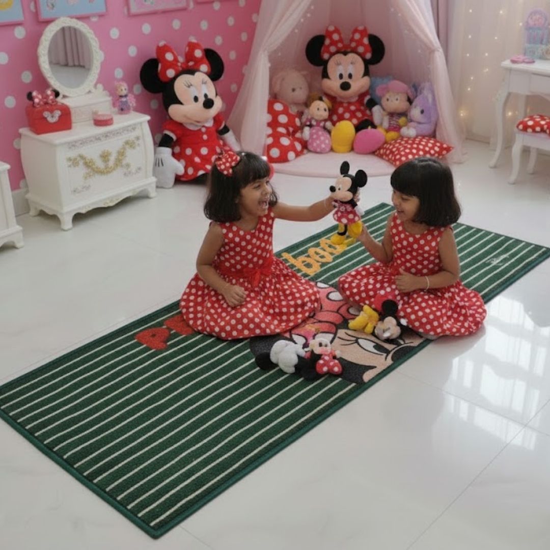 Disney Minnie Mouse Themed Kids Runner Carpet(60x140 cm) by Athom Living - Athom Living