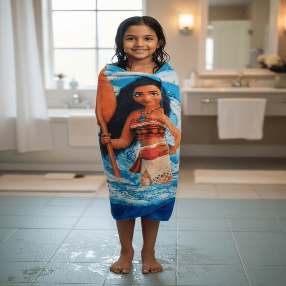 Disney Moana Kids Bath Towel and Kids Carpet Combo - Pack of 2 by Athom Living - Athom Living