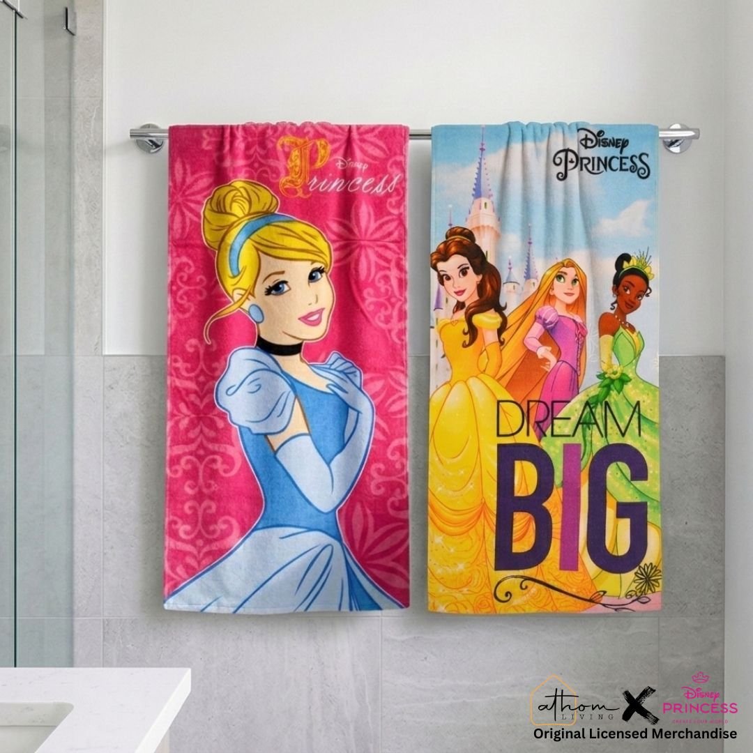 Disney Princess Bath Towel for Kids – Fun & Soft Pack of 2 by Athom Living - Athom Living