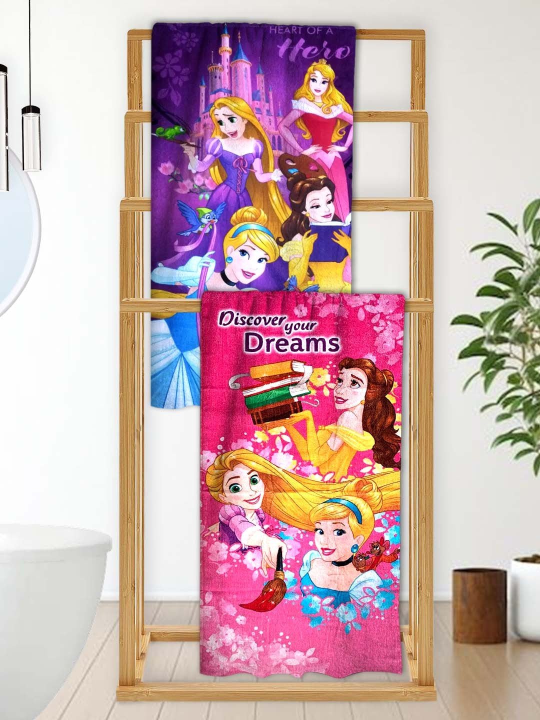 Disney Princess "Discover Your Dreams" Kids Bath Towel Combo - Pack of 2 by Athom Living - Athom Living