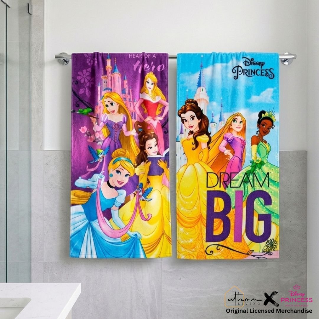 Disney Princess "Dream Big" Kids Bath Towel Combo - Pack of 2 by Athom Living - Athom Living