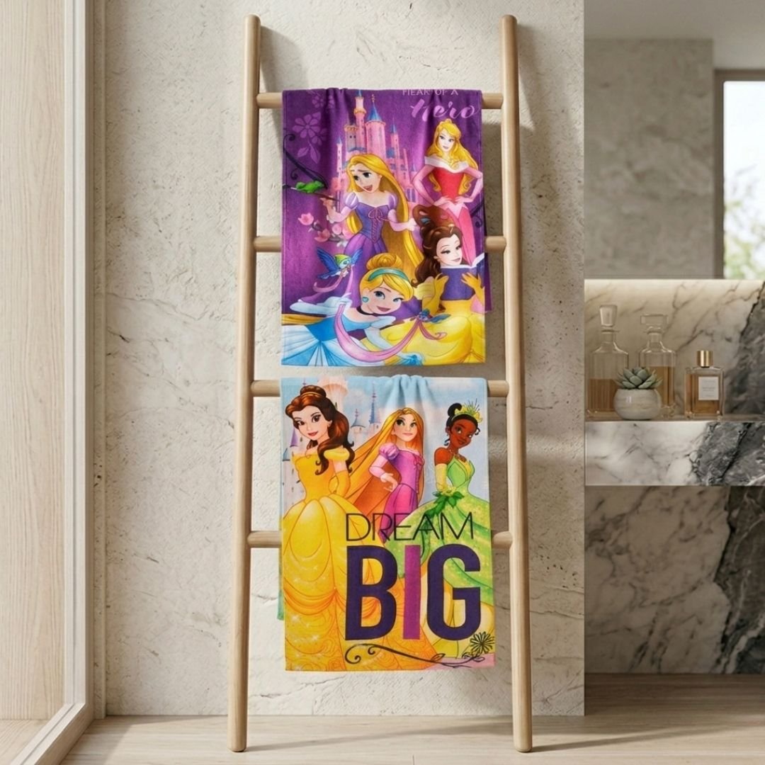 Disney Princess "Dream Big" Kids Bath Towel Combo - Pack of 2 by Athom Living - Athom Living