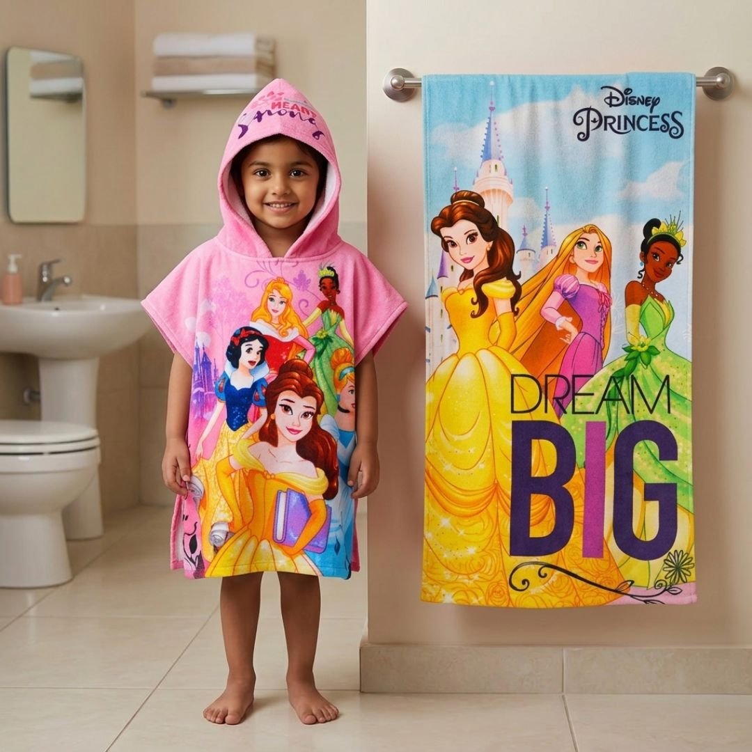 Disney Princess 'Dream' Kids Hooded Towel and Bath Towel Combo by Athom Living - Athom Living