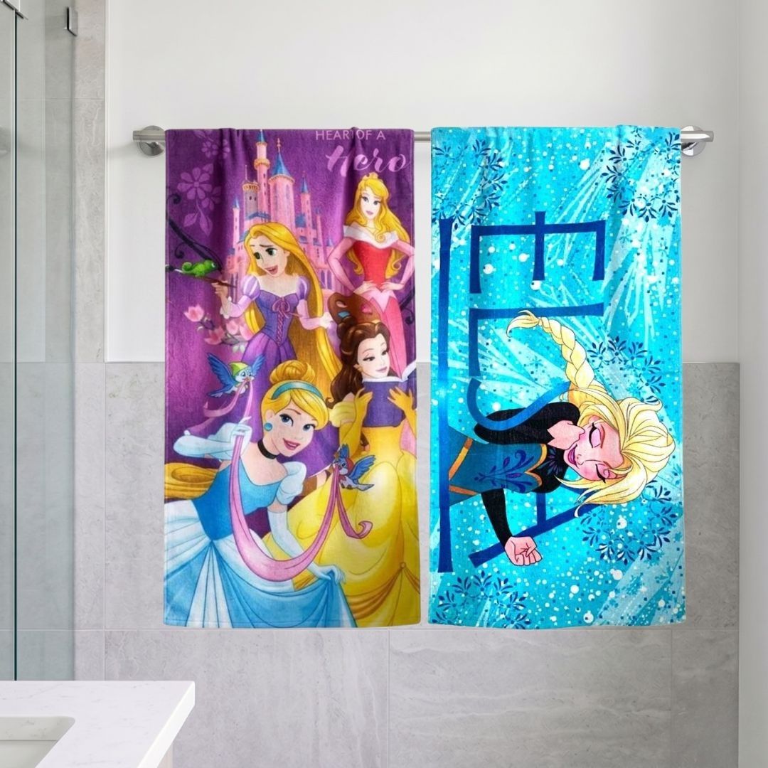 Disney "Princess & Frozen Elsa" Kids Bath Towel Combo - Pack of 2 by Athom Living - Athom Living