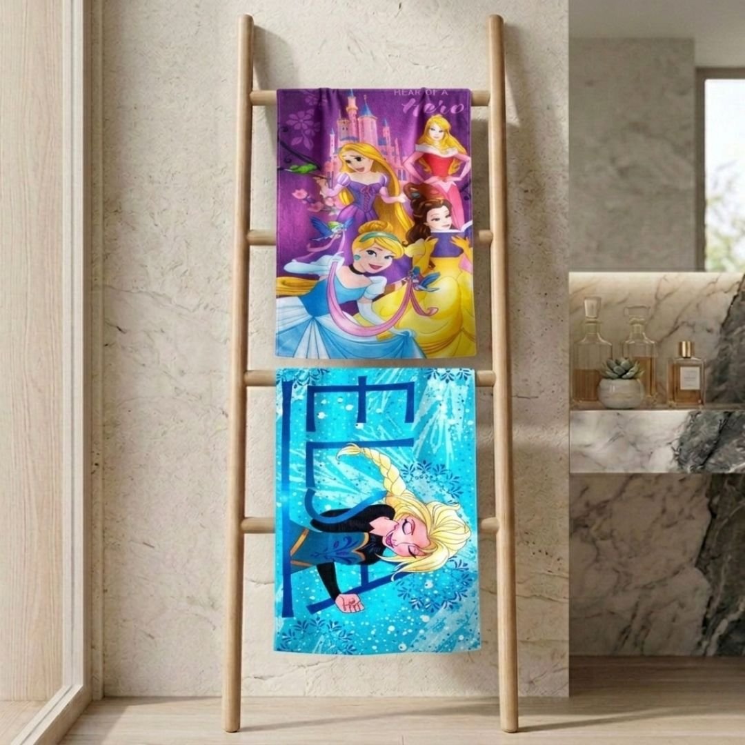 Disney "Princess & Frozen Elsa" Kids Bath Towel Combo - Pack of 2 by Athom Living - Athom Living