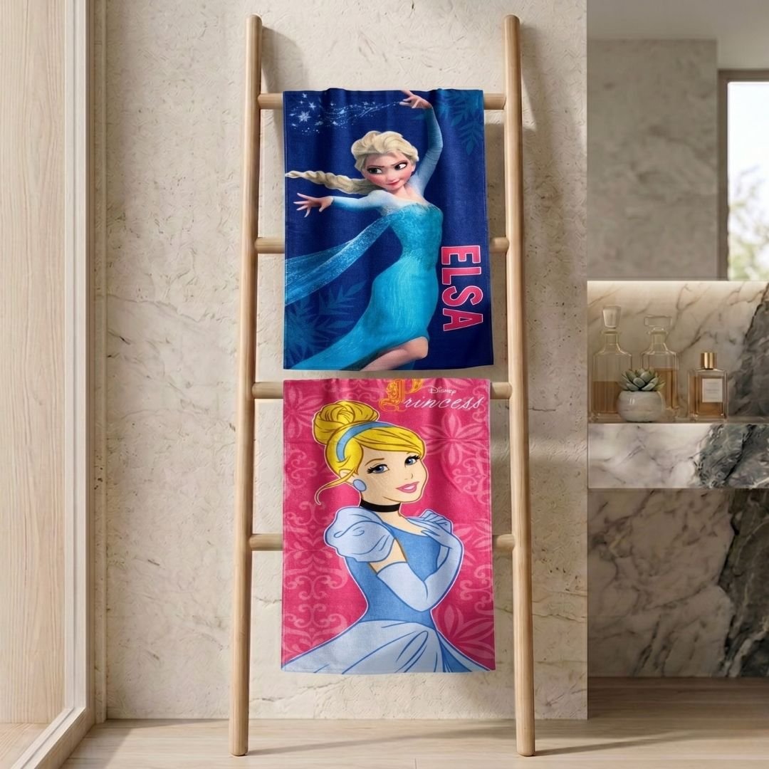 Disney Princess & Frozen Kids Cotton Bath Towel Pack of 2 by Athom Living - Athom Living