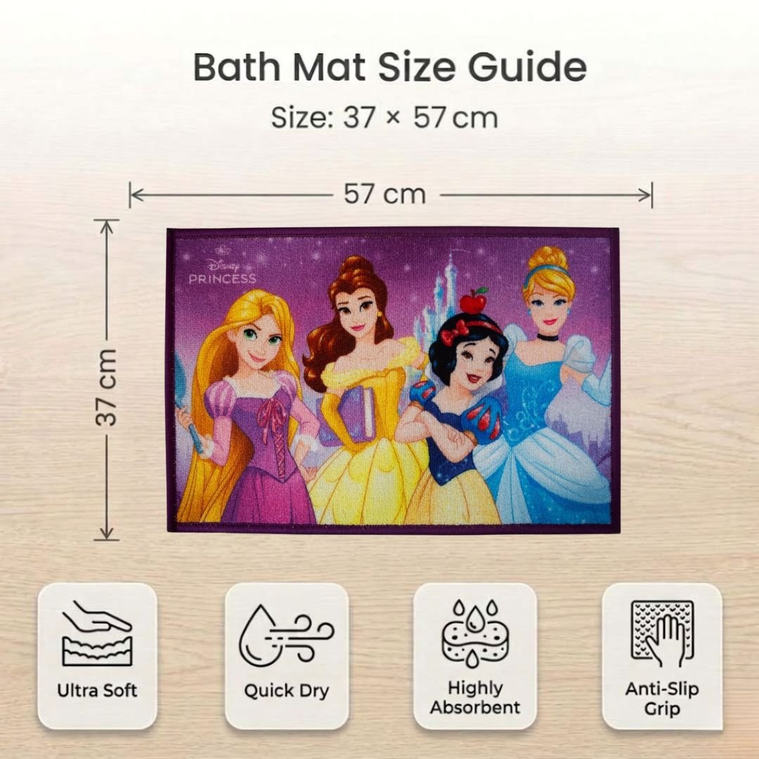 Disney Princess & Girls Can Do Anything Kids Bathmat Combo - Pack of 2 by Athom Living - Athom Living
